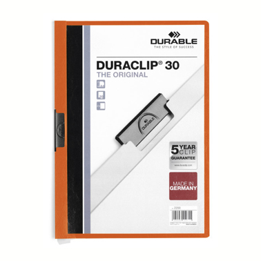 Klämmapp Duraclip 30 ark orange A4