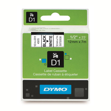 Märkband Dymo 12mm 45013 svart / vit