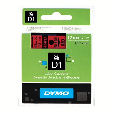 Märkband Dymo 12mm 45017 svart / röd